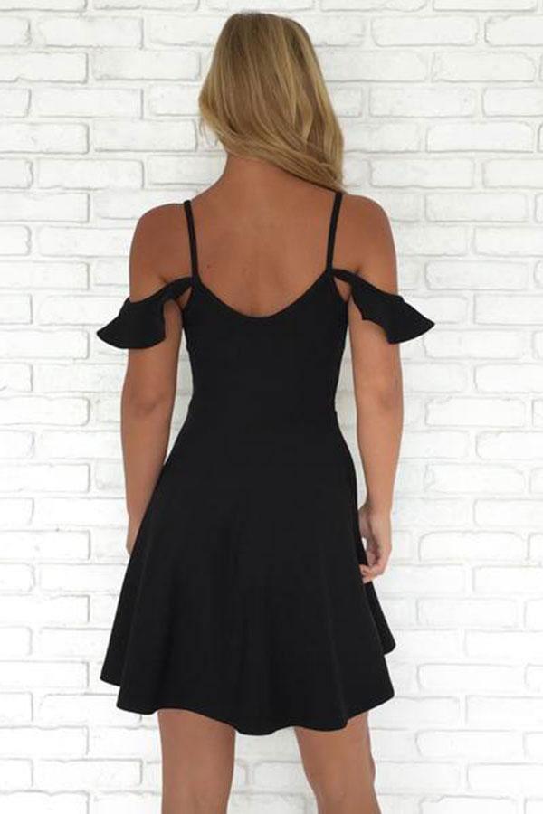 A-Line Cold Shoulder Short Homecoming Dresses Prom Dresses