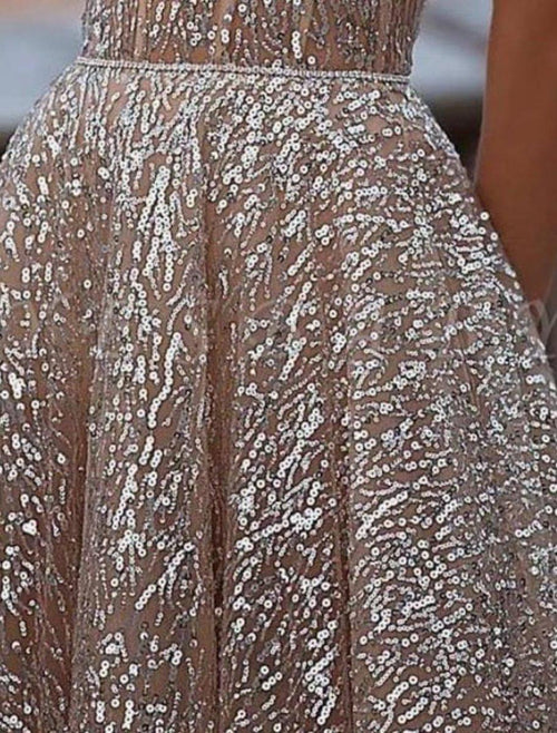 A-Line Evening Gown Corsets Dress Party Wear Tea Length Sleeveless Strapless Tulle with Sequin