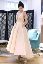 A-line High Low V Neck Tea Length Prom Dress Party Dress