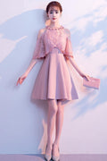 A-line High Neck Satin Homecoming Dresses Party Dresses