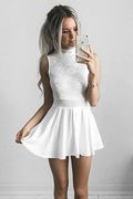 A-Line High Neck Chiffon Homecoming Dress with Lace