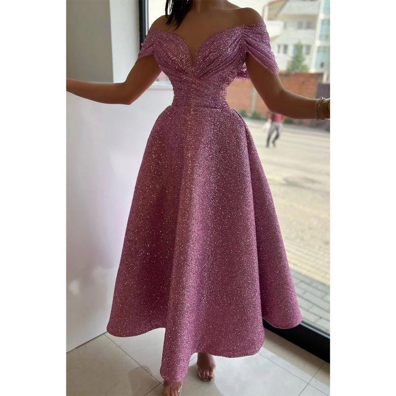 A Line Illusion Neckline Cap Sleeves Tea Length Formal Evening Dress