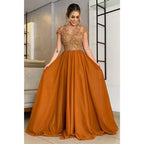 A-line Lace Appliques Short Sleeves Long Mother of The Bride Dress