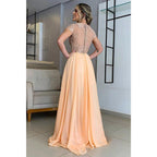 A-line Lace Appliques Short Sleeves Long Mother of The Bride Dress