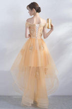 A-line Off The Shoulder High Low Tulle Homecoming Dresses
