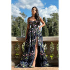 A-Line One Shoulder Tulle Appliques Sleeveless Prom Evening Formal Dress