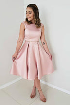 A-Line Satin Backless Short Prom Dress Homecoming Dress