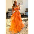 A-line Strapless Lace Appliques Senior Prom Dress