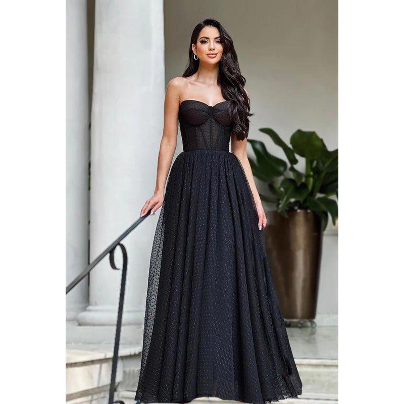 A-Line Strapless Tulle Sleeveless Formal Dress