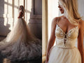 A-line  Straps Floor length Beading Wedding Dress Long Prom Dress