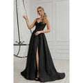A-Line Straps Sequined Split Sleeveless Evening Dress