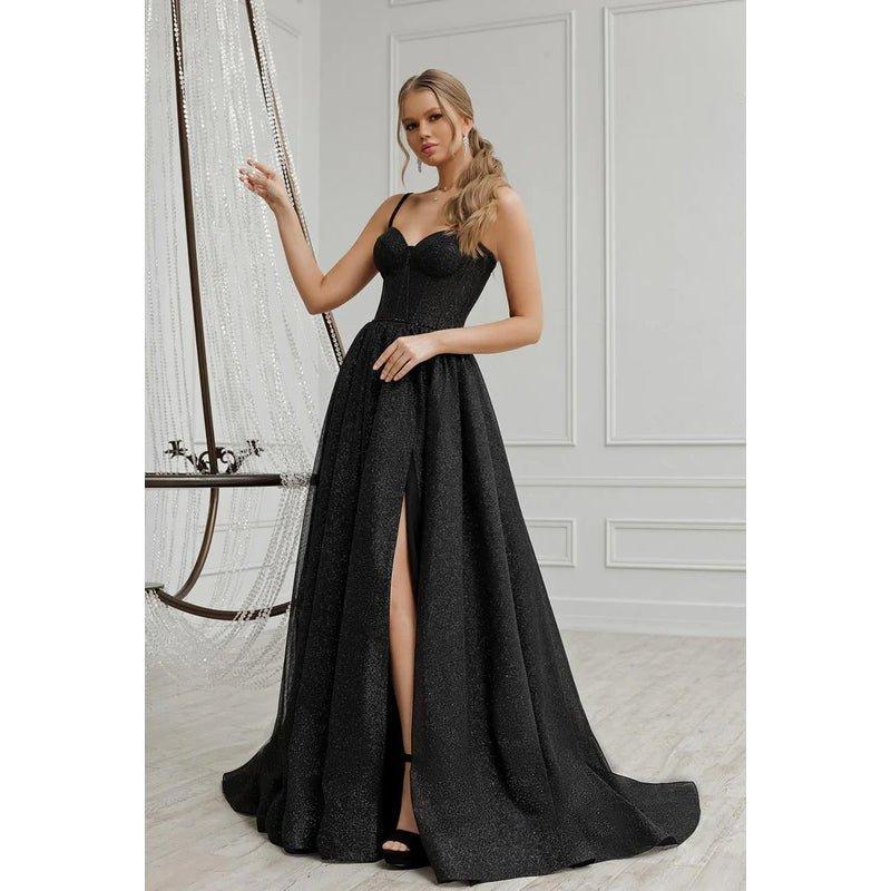A-Line Straps Sequined Split Sleeveless Evening Dress