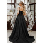 A-Line Straps Sequined Split Sleeveless Evening Dress