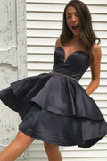 A-Line Sweetheart  Satin Homecoming Dress with Ruffles Beading