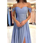 A Line Sweetheart High Split Sparkly Prom Dress