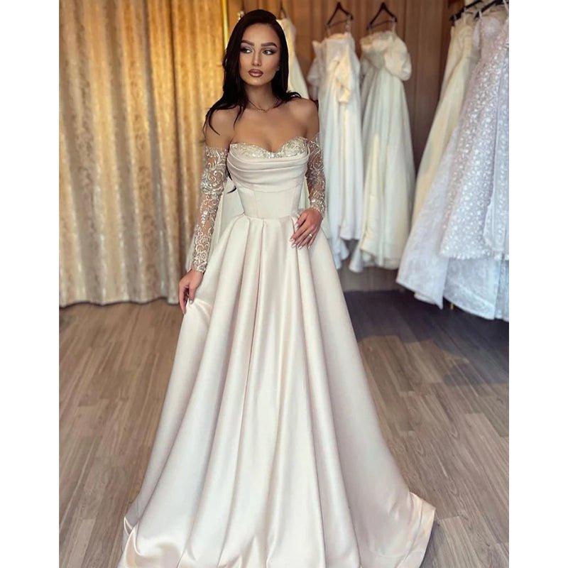 A Line Sweetheart Lace Appliques Long Prom Formal Dress