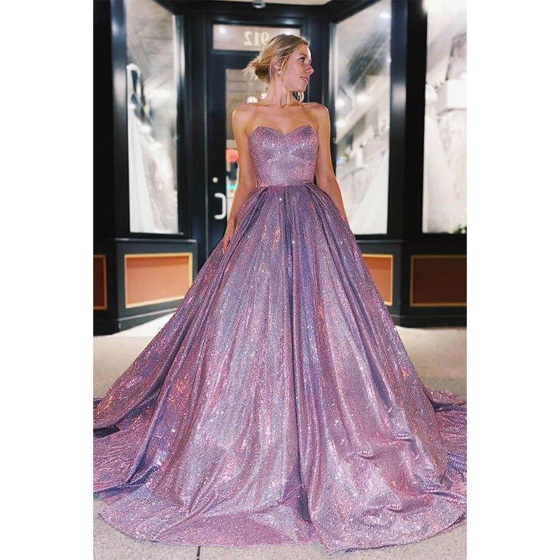 A-line Sweetheart Sparkle Prom Dress Formal Evening Gowns