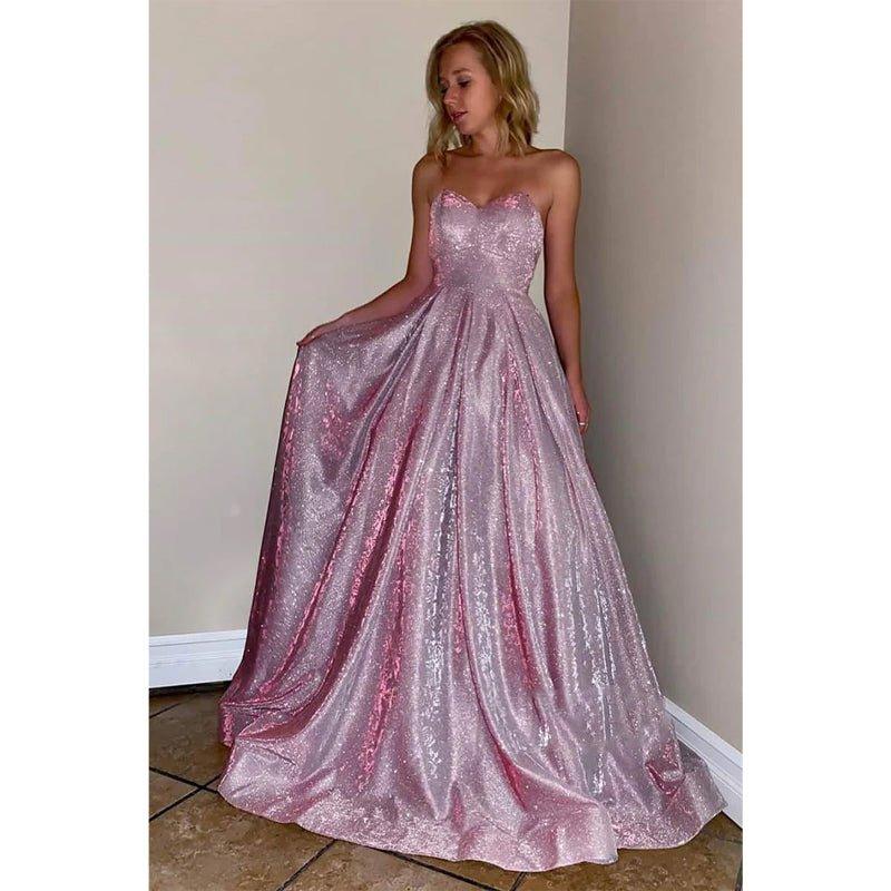 A-line Sweetheart Sparkle Prom Dress with Pockets