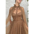 A-line Sweetheart Sparkly Tulle Long Prom Dress with Pockets