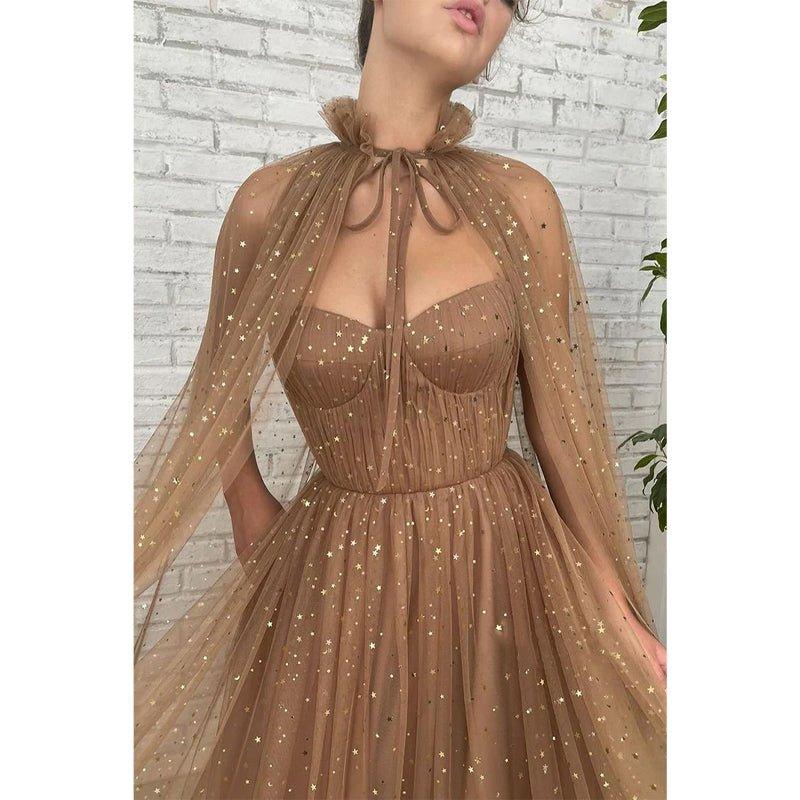 A-line Sweetheart Sparkly Tulle Long Prom Dress with Pockets