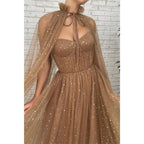 A-line Sweetheart Sparkly Tulle Long Prom Dress with Pockets