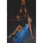 A-Line Sweetheart Strapless Sparkly Midi Prom Evening Dress With Slit