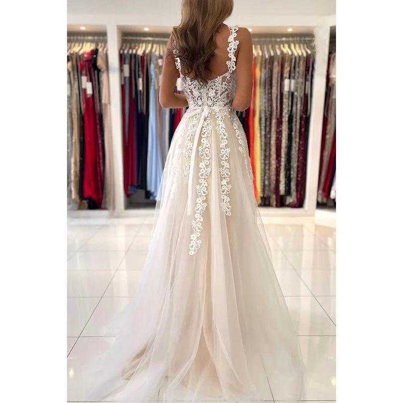 A-Line Sweetheart Tulle Appliques Sleeveless Prom Evening Formal Dress