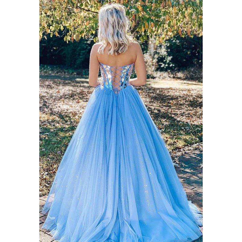 A-Line Sweetheart Tulle Beaded Sleeveless Prom Evening Formal Dress