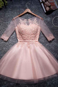 A-line Tulle Homecoming Dresses Scoop Short/Mini Prom Dresses