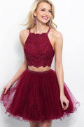 A Line Two Piece Homecoming Dress with Beading