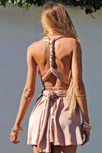A-Line V-Neck Convertible Style Short Homecoming Dress