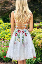 A-line Short Prom Dress Homecoming Dress with Floral
