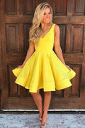 A-line Satin Short Prom Dress Homecoming Dress Short Prom Dresses