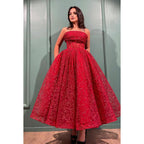 Glamorous & Dramatic Ball Gown A-Line Printed Off-Shoulder Sleeveless Prom Dress