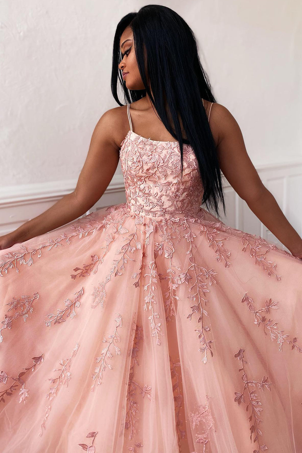 Princess Spaghetti Straps Prom Dress