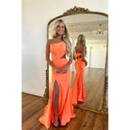 Sheath One Shoulder Side Slit Long Prom Dress
