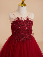 Ball-Gown/Princess Tulle Sweep Train Flower Girl Dress