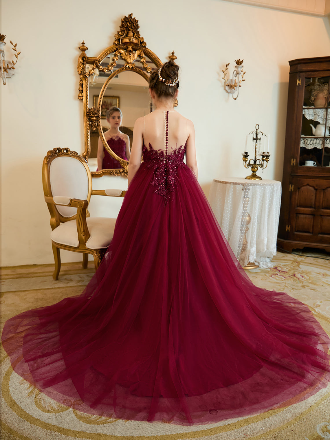 Ball-Gown/Princess Tulle Sweep Train Flower Girl Dress