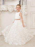 A-line Lace Satin Floor-length Ivory Dress (010146741)