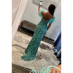 Sleeveless Satin Mermaid Long Evening Dress With Sequins