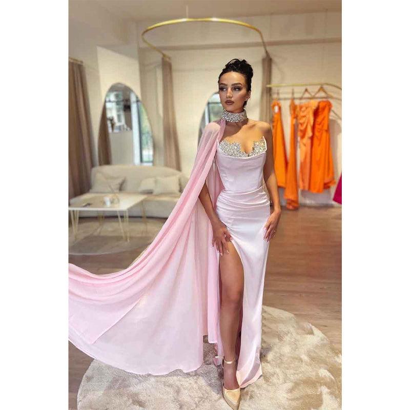 Sheath/column Beads Black Elegant Formal Party Dress with Slit