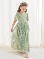 A-line Lace Tulle Ankle-length Green Dress (2003227593)