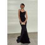 Trumpet/Mermaid Straps Satin Lace-Up Sleeveless Party Dress