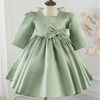 Baby Girl Dress Toddler Prom Communion Green Big Bow Princess Dress