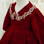 Girl Christmas Dress Baby Girl Dress Toddler Winter Doll Collar Red First Communion Princess Dress