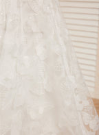 A-line Lace Satin Floor-length Ivory Dress (010146741)