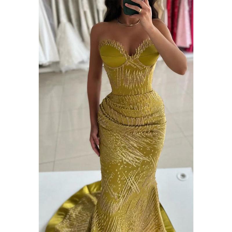 Sweetheart Strapless Empire Ruched Appliques Long Party Prom Evening Dress