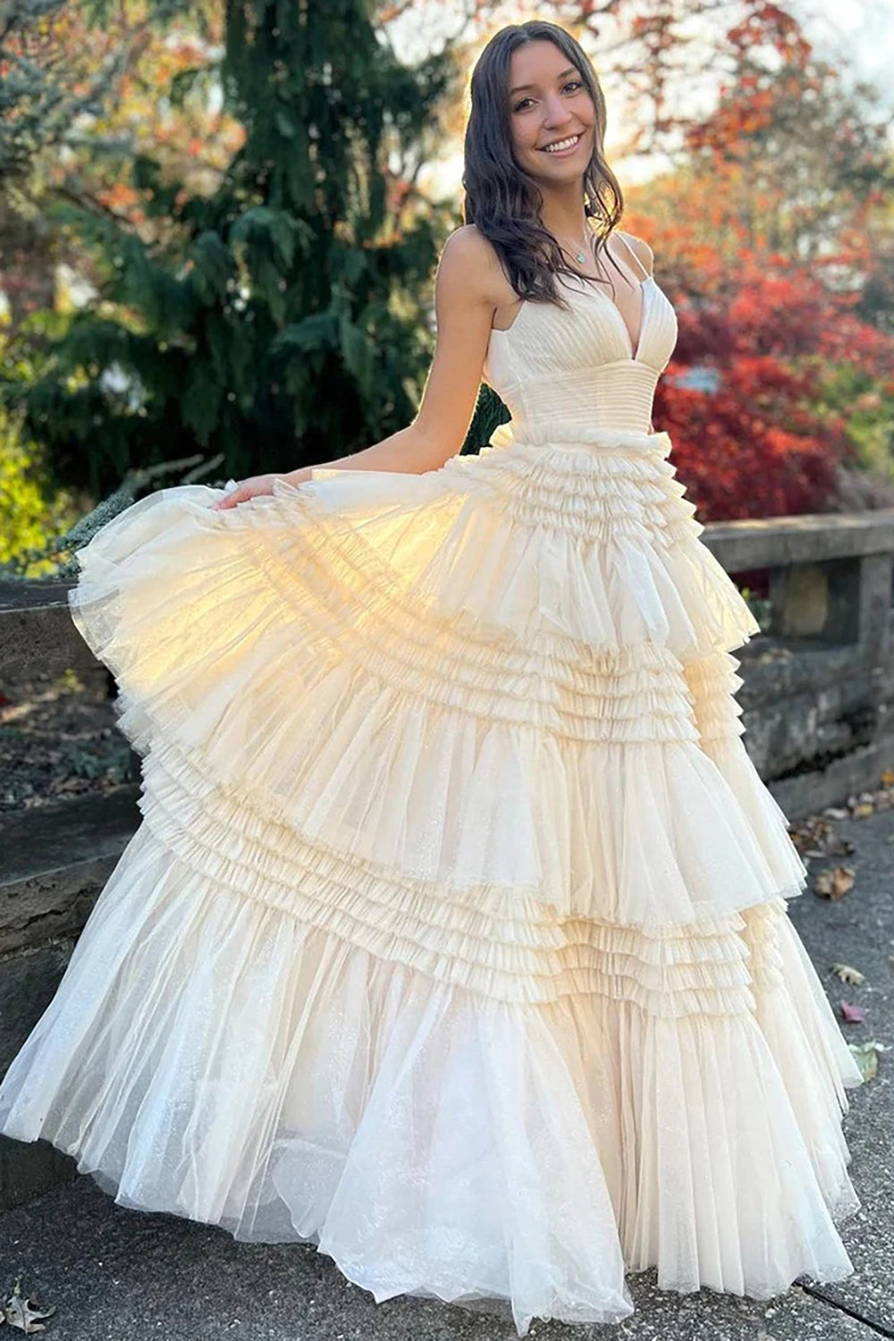 A Line Spaghetti Straps Pink Long Prom Dress with Split