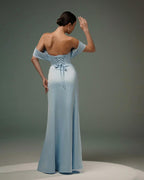 Amazing A-Line Satin Off-The-Shoulder Sleeveless Prom Dresses With Split Front
