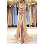 Appliques Sheath/Column Straps Chiffon Sleeveless Prom Dress